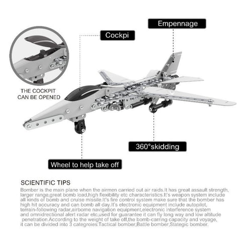 MoFun SW-022 DIY Stainless Steel Bombing Plane Assembling Blocks, SW-022 Bombing Plane