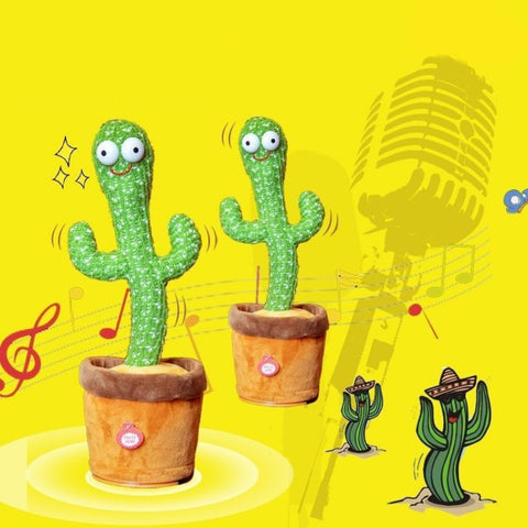 Electric Dancing Cactus Singing Holiday Gift Doll for Children with 120 English Songs, Built-in Battery