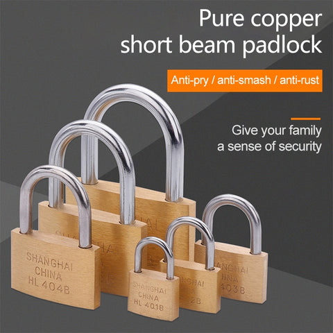 Copper Padlock Small Lock, Style: Short Lock Beam, 50mm Open, Short, 50mm Open