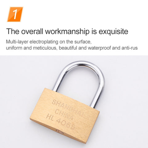 Copper Padlock Small Lock, Style: Long Lock Beam, 40mm Not Open, Long, 40mm Not Open
