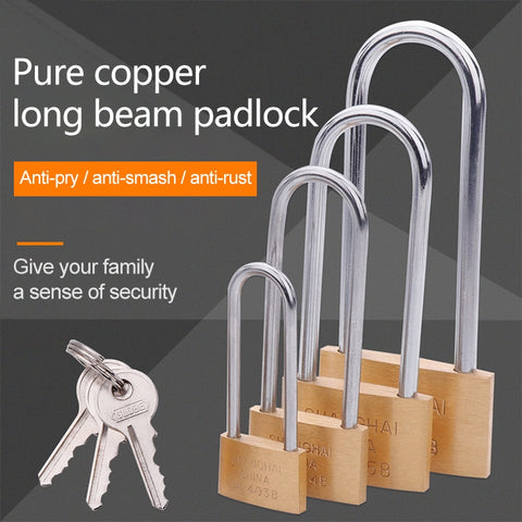 Copper Padlock Small Lock, Style: Long Lock Beam, 40mm Open, Long, 40mm Open
