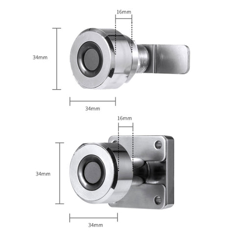 T22F Micro USB Charging Zinc Alloy Smart Bilateral Open Fingerprint Drawer Lock File Cabinet Lock, Bilateral Open Fingerprint