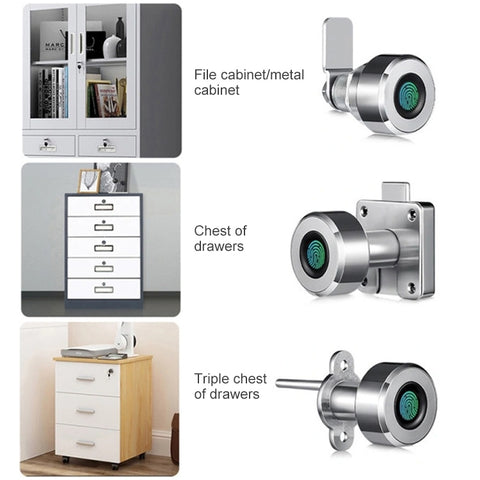T21FB Micro USB Charging Zinc Alloy Smart Fingerprint + Bluetooth Single Open Drawer Lock File Cabinet Lock, Single Open Fingerprint + Bluetooth