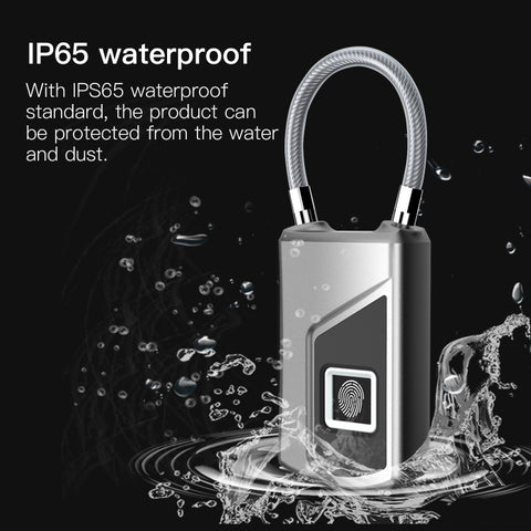 Anytek USB Charging Waterproof Anti-theft Non-password Electrically Intelligent Fingerprint Padlock Size:3.2cm × 3.5cm × 9cm, Anytek USB Charging Padlock