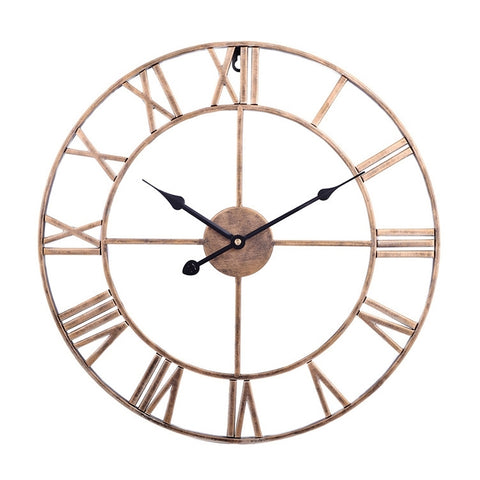 40cm Retro Living Room Iron Round Roman Numeral Mute Decorative Wall Clock, 40cm