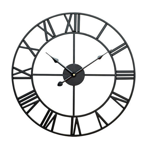 60cm Retro Living Room Iron Round Roman Numeral Mute Decorative Wall Clock, 60cm