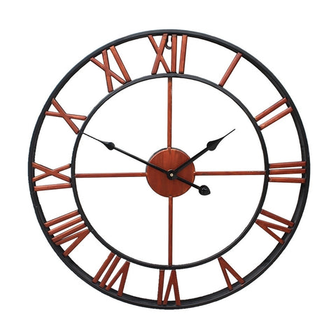 60cm Retro Living Room Iron Round Roman Numeral Mute Decorative Wall Clock, 60cm