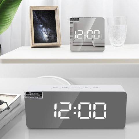 TS-S69-R Multifunctional LED Alarm Clock Battery / Plug-in Charging Dual-purpose Make-up Mirror Clock, TS-S69-G, TS-S69-HW