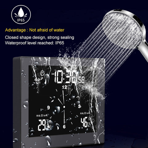 TS-WP10-W Waterproof Bathroom Wall Clock Timer Household Thermometer Hygrometer, TS-WP10-W, TS-WP10-B
