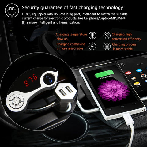 GT86 Dual USB Charger Car Bluetooth FM Transmitter Kit, Support LCD Display / TF Card Music Play / Hands-free, GT86 (Silver), GT86 (Black), GT86 (Gold)