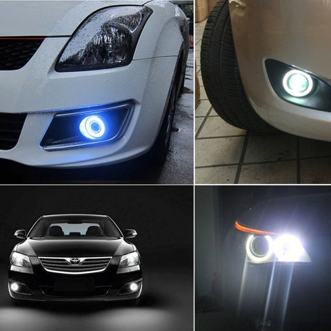 2 PCS 2.5 inch DC12-24V 10W 900LM 6500K Car Angel Eyes Fog Lamp Foglight, Cable Length: 20cm(White Light + White Light), 2.5 inch 10W 900LM/6500K  White+White