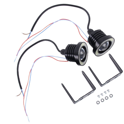 2 PCS 2.5 inch DC12-24V 10W 900LM 6500K Car Angel Eyes Fog Lamp Foglight, Cable Length: 20cm(White Light + White Light), 2.5 inch 10W 900LM/6500K  White+White