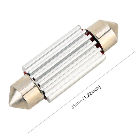2 PCS DC 12V 2W 31MM 4014 Bicuspid Port No Decoding Car Dome Lamp LED Reading Light with 10 LED Lights, 31MM