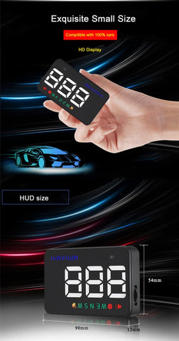 Geyiren A5 HUD 3.5 inch Car Head Up Display with GPS System, Two Mode Display, Light Sensors, KM/h MPH Speed, Compass, Speed Alarm, A5(Black), A5 (Green Light)