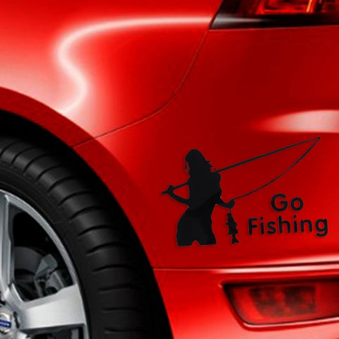 10 PCS Beauty Go Fishing Styling Reflective Car Sticker, Size: 14cm x 8.5cm, Fishing Styling 2
