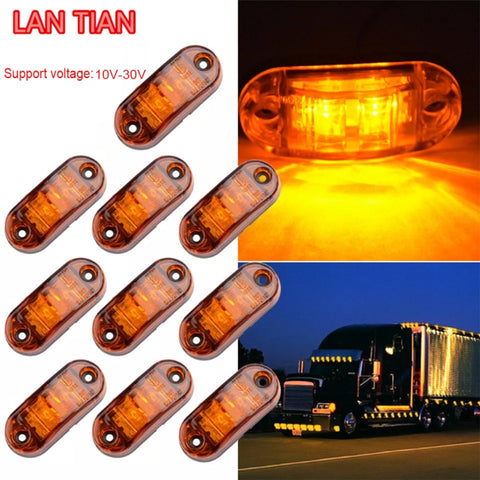 10 PCS Car Truck Trailer Piranha LED Side Marker Indicator Lights Bulb Lamp, Light Color: Yellow, Yellow, White Light