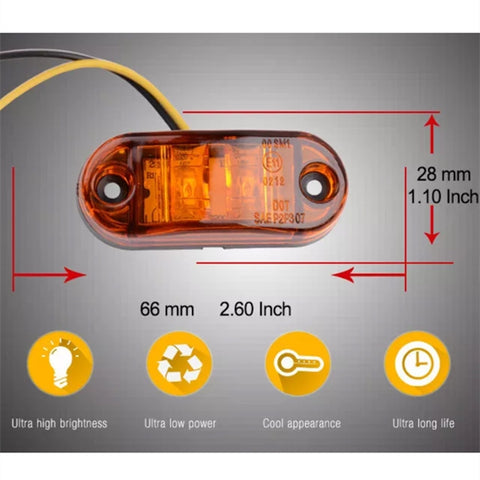 10 PCS Car Truck Trailer Piranha LED Side Marker Indicator Lights Bulb Lamp, Light Color: Yellow, Yellow, White Light