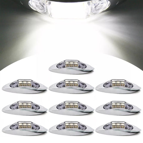 10 PCS DC 10-30V Car Truck Trailer Piranha 3-LED Side Marker Indicator Lights Bulb Lamp, Light Color: White, 10 PCS White Light