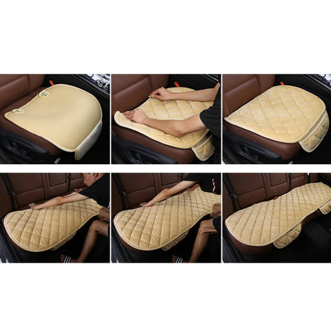 3 PCS / Set Luxurious Warm Car Seat Cover Cushion Universal Front Back Seat Covers Car Non-slip Chair Pad Warm Car Mats No Back Plush Cushion