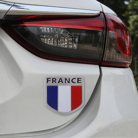 Shield Shape Metal Car Badge Decorative Sticker, Size: Small, Italy Flag 1, French Flag, Italy Flag 2