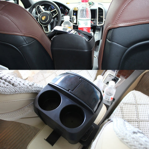 SHUNWEI SD-1605 Multifunction 3 in 1 Car Cup Holder Drink Bottle Can Garbage Can Portable Vehicle Trash Can Bin Rubbish Bin Organizer, SD-1605 Black, SD-1605 Khaki