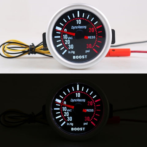 52mm 12V Universal Car Modified LED White Light Turbo Boost Gauge, White Light