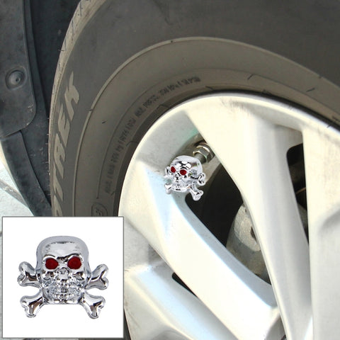 4 PCS Universal Skull Shape Gas Cap Mouthpiece Cover Gas Cap Tire Cap Car Motor Bicycle Tire Valve Caps, Skull Shape