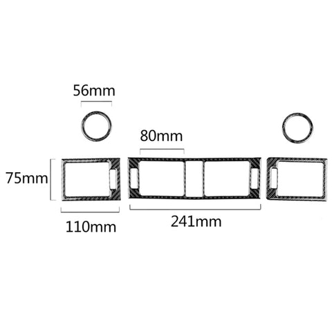 Car Carbon Fiber Air Outlet Ring + Intermediate Air Outlet + Side Air Outlet Panel Decorative Sticker for Mercedes-Benz W204 2007-2010, Air Outlet