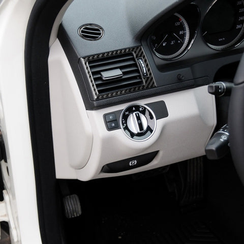 Car Carbon Fiber Air Outlet Ring + Intermediate Air Outlet + Side Air Outlet Panel Decorative Sticker for Mercedes-Benz W204 2007-2010, Air Outlet