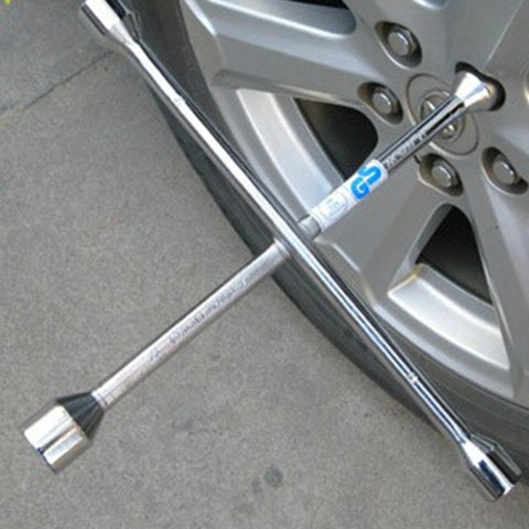 Compact Universal Tire Iron Lug Wrench with 17mm 19mm 21mm 23mm Socket Adapters, Universal 17mm 19mm 21mm 23mm