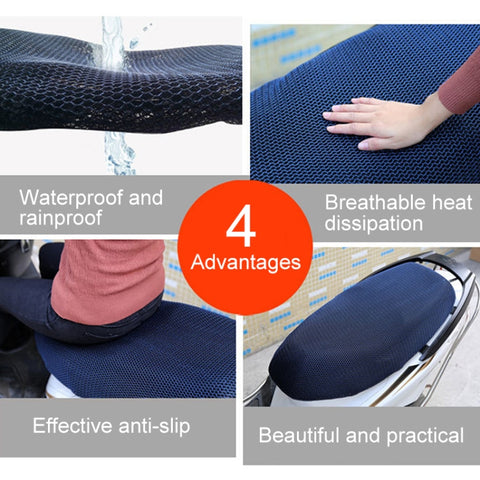 Waterproof Motorcycle Sun Protection Heat Insulation Seat Cover Prevent Bask In Seat Scooter Cushion Protect, Size: L, Length: 70-77cm; Width: 40-50cm, Size: L (Red + Black), Size: L (Red), Size: L (Blue), Size: L (Colour), Size: L (Black Red)         ...