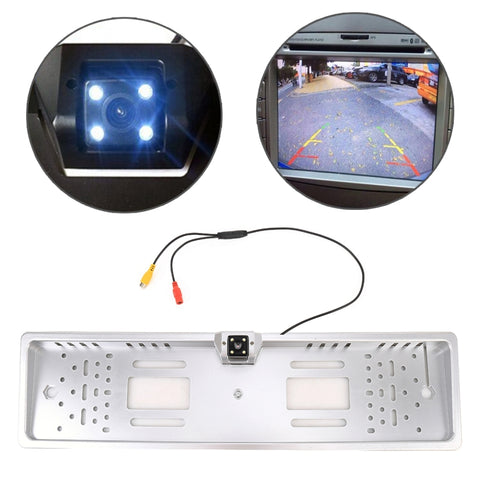 JX-9488 720x540 Effective Pixel NTSC 60HZ CMOS II Universal Waterproof Car Rear View Backup Camera with 2W 80LM 5000K White Light 4LED Lamp, DC 12V, Wire Length: 4m, White, Silver