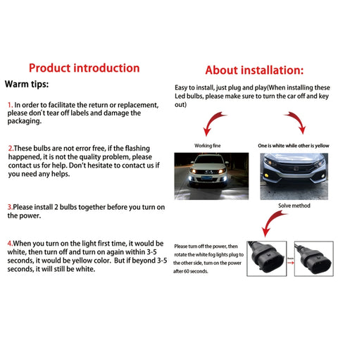 2 PCS EV15 H8 / H11 DC9-32V / 6W / IP67 Car LED Double Color Fog Light, Cold White Light + Amber Light, EV15 H8 / H11
