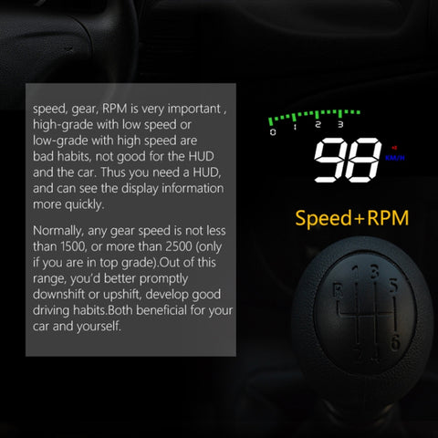 A900 OBD2 3.5 inch Vehicle-mounted Head Up Display Security System, Support Car Speed / Engine Revolving Speed Display / Water Temperature / Voltage / Driving Mileage, A900