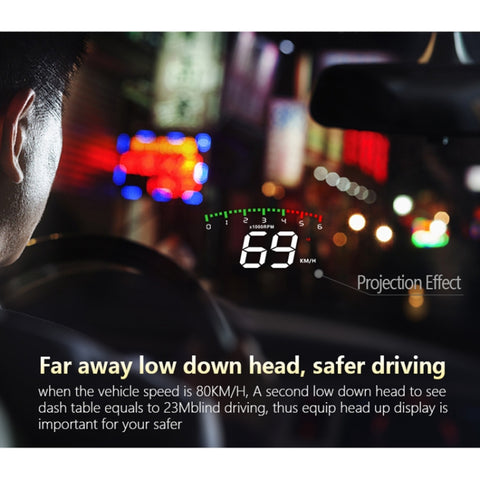 A900 OBD2 3.5 inch Vehicle-mounted Head Up Display Security System, Support Car Speed / Engine Revolving Speed Display / Water Temperature / Voltage / Driving Mileage, A900