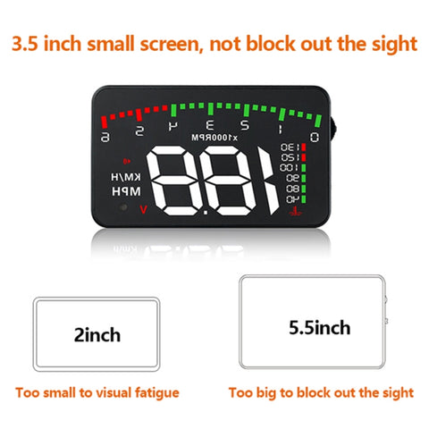 A900 OBD2 3.5 inch Vehicle-mounted Head Up Display Security System, Support Car Speed / Engine Revolving Speed Display / Water Temperature / Voltage / Driving Mileage, A900