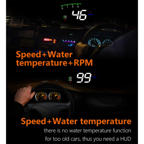A900 OBD2 3.5 inch Vehicle-mounted Head Up Display Security System, Support Car Speed / Engine Revolving Speed Display / Water Temperature / Voltage / Driving Mileage, A900
