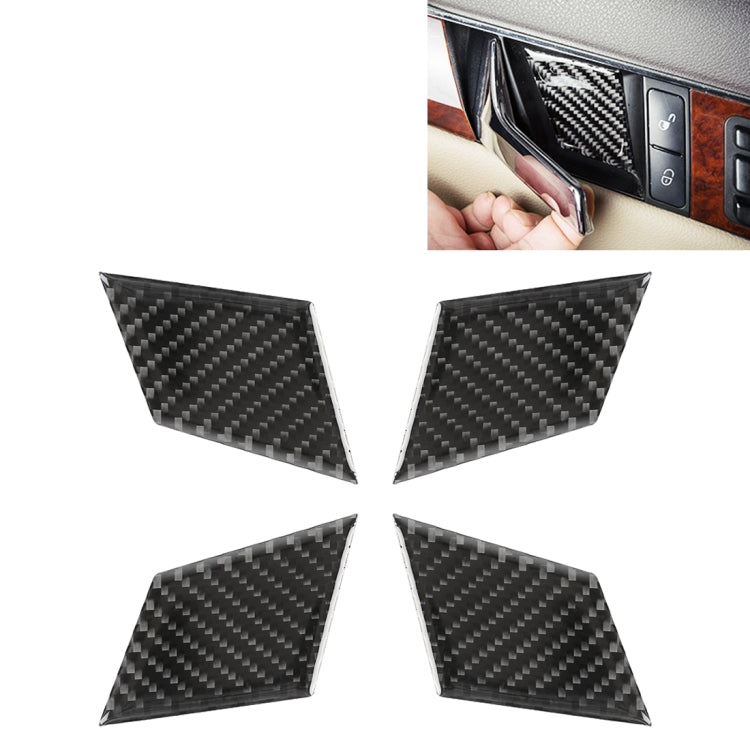 4 PCS Car Door Inner Handle Wrist Panel Carbon Fiber Decorative Sticker for Mercedes-Benz W204 2007-2013, Door Inner Handle Wrist Panel