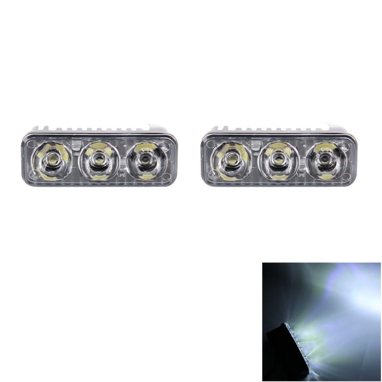 2 PCS DC 12V 6W 400 LM 6000K Tri Circular Car DRL Daytime Running White Lights Lamp, Cable Length: 50cm, DC 12V 6W 400 LM