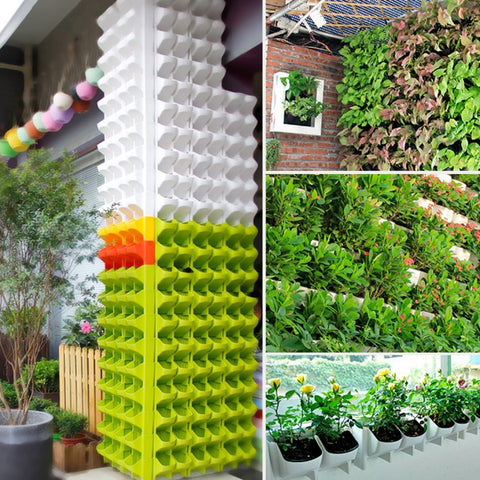 Plant Wall Vertical Indoor and Outdoor Balcony Wall-mounted Flower Pots Creative Combination of Resin Plastic Flower Pots with Removable Pot