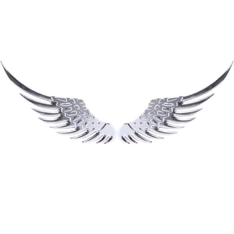 3D Angel Wing Metal Sticker Decal Auto Car Emblem Decal Decoration Color Silver, Angel Wing