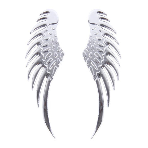 3D Angel Wing Metal Sticker Decal Auto Car Emblem Decal Decoration Color Silver, Angel Wing