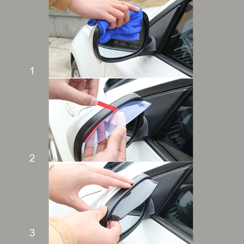 1 Pair Car Rearview Mirror Rain Blades Car Back Mirror Eyebrow Rain Cover Car Rearview Mirror Eyebrow Covers Flexible Protection Rainproof Decoration Accessories, 3R-2101