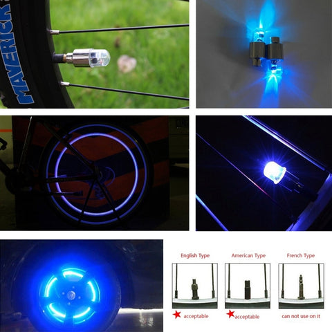 2 PCS Valve Cap Light Wheel Tyre Lamp With Battery for Car / Motorbike / Bike