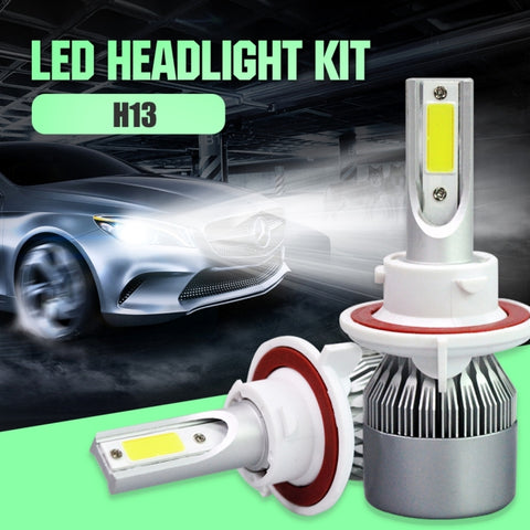 2pcs H13 18W 1800LM 6000K Waterproof IP68 Car Auto LED Headlight with 2 COB LED Lamps, DC 9-36V, H13