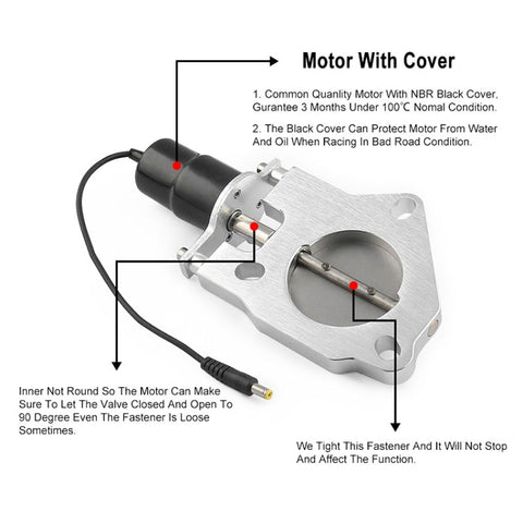 Universal Car 2.5 inch Stainless Steel Racing Electric Exhaust Cutout Valves Control Motor Kit, 2.5 inch