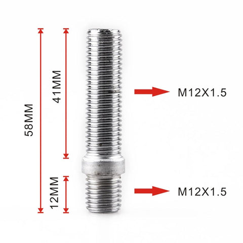 20 PCS 5.8cm Universal Car Modification Extended Wheels Stud Conversion M12x1.5 to M12x1.5 Screw Adapter LN032 LN033 LN044, 5.8cm M12x1.5 to M12x1.5