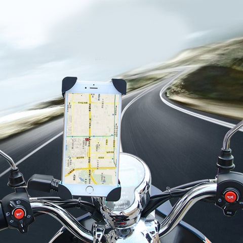 Universal 360 Degrees Free Rotation ABS Motorcycle Phone Bracket Mountain Bike Navigation Bracket GPS/Mobile Holder for 3.5-6.5 inch Mobile Phone