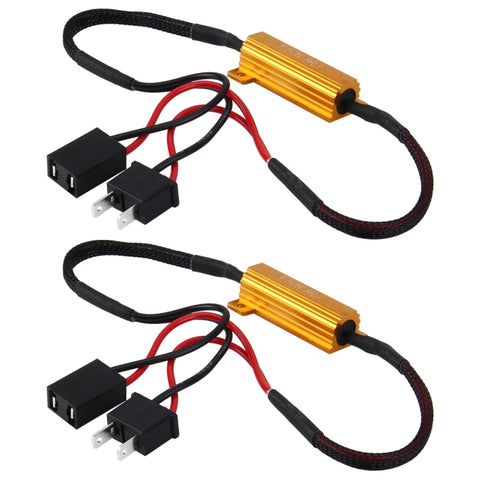 2 PCS H7 Car Canbus Error Canceller Decoder Load Resistor LED 50W 8 Ohm No Blinking Decoder Heat Resistance Aluminum Case Heat Sink High Power Metal Shell Resistance, H7