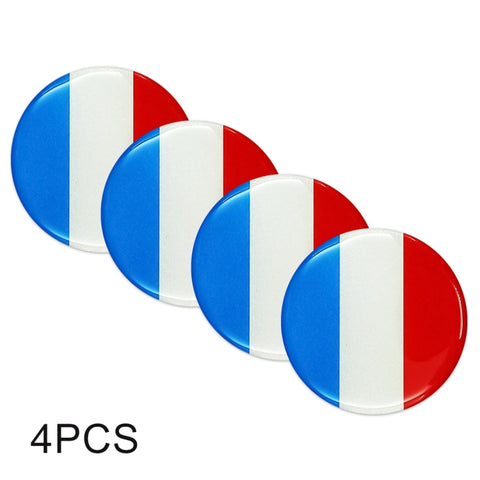 4 PCS Car-Styling France Flag Pattern Metal Wheel Hub Decorative Sticker, Diameter: 5.8cm, France Flag